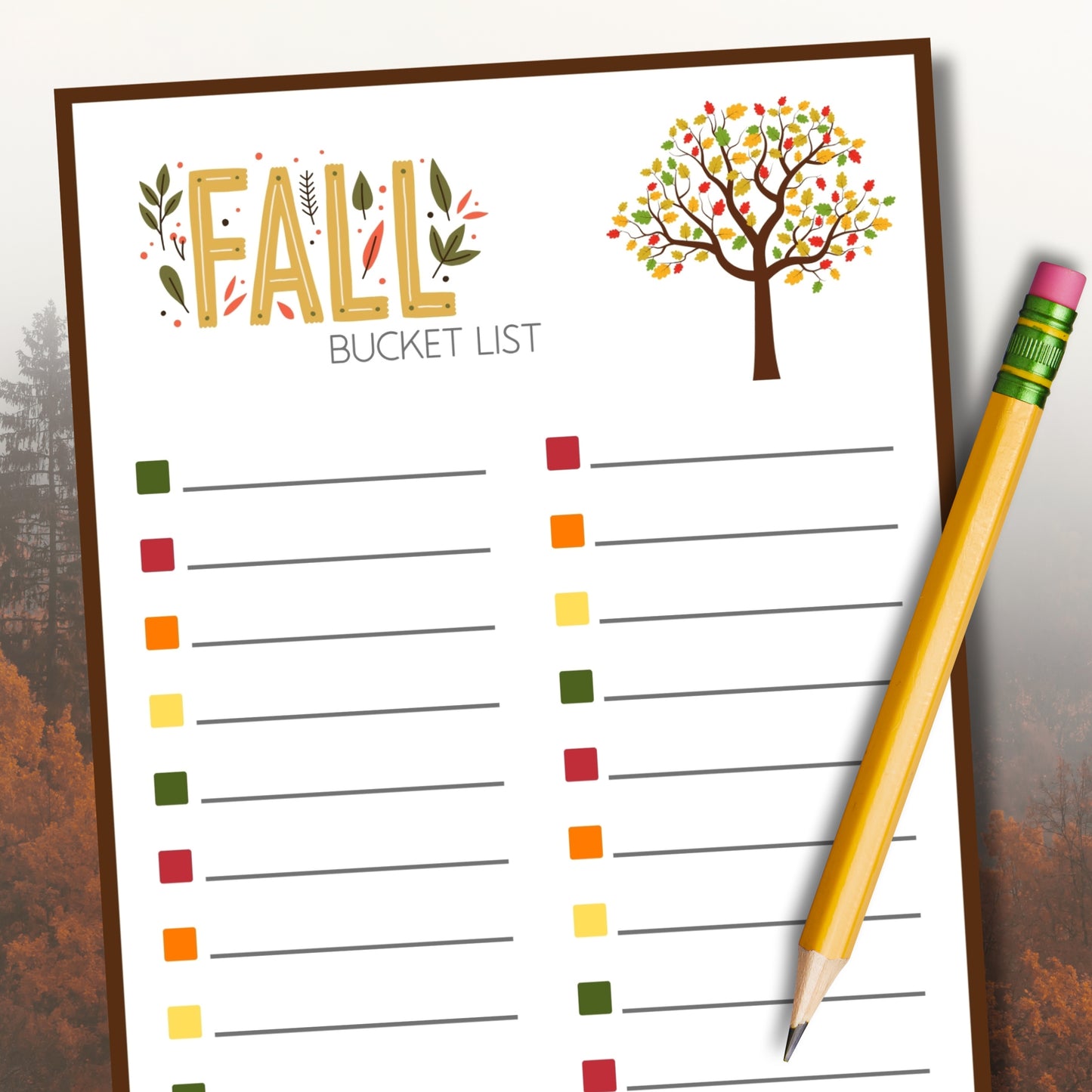 Fall Bucket List Printable