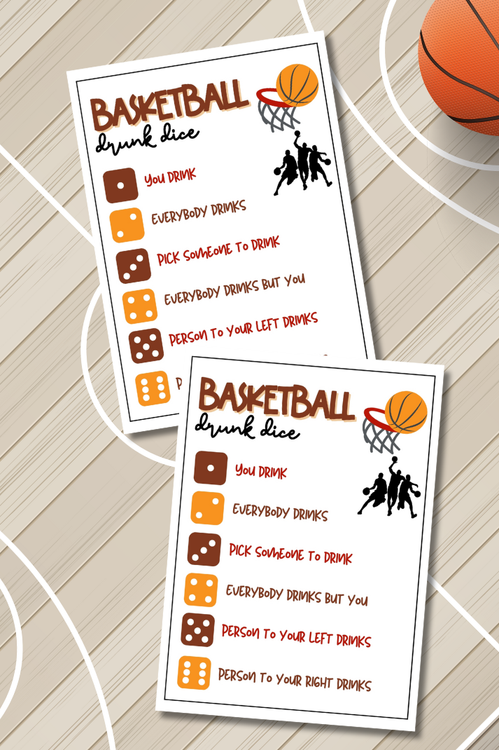 Looking for a fun and easy icebreaker game to play at your basketball-themed party, work party, office event, book club meeting, pub crawl night, or dinner gathering? Play this printable Basketball Drunk Dice Game, get tipsy, and let the roll of the dice decide your fate!