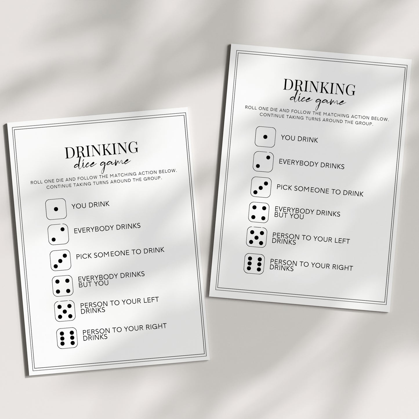 Drinking Dice Game For Adults Printable