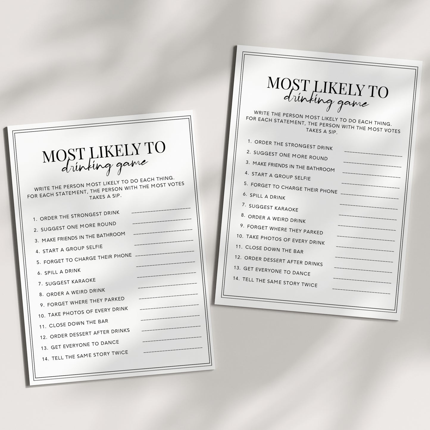 Drinking Game Printable - Most Likely To