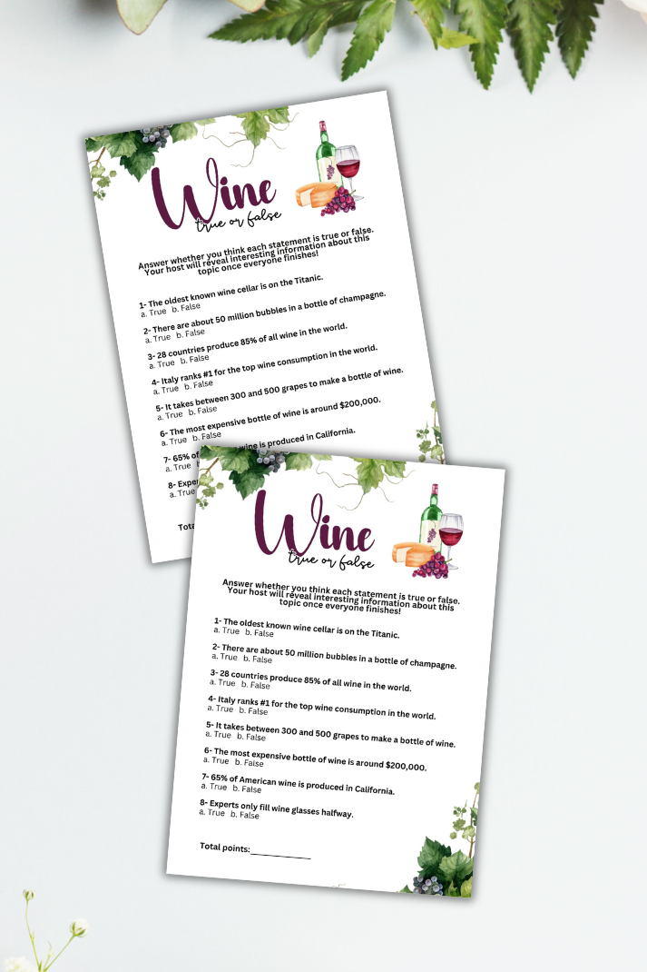 Are you seeking a fun and engaging activity to enjoy with friends at your upcoming alcohol-inspired event, dinner party, bachelor or bachelorette party or even just a pub crawl night on the town? This simple true or false trivia game from Party Prints Press is just what you need!