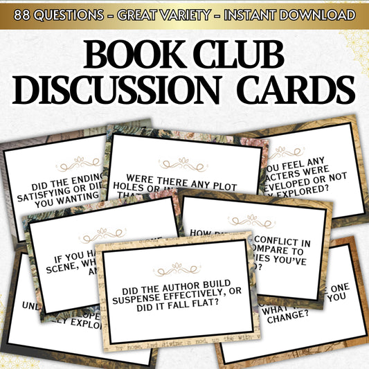 Book Club Discussion Cards - Printable Card Deck Game