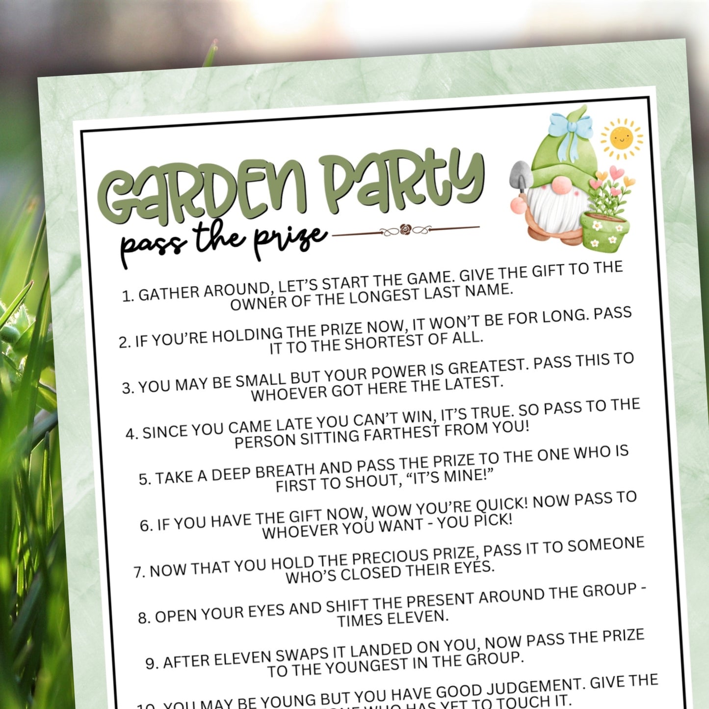 Garden Party Pass The Prize
