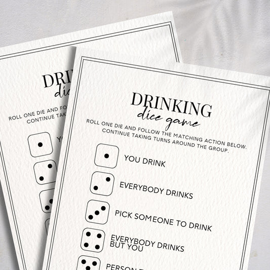 Drinking Dice Game For Adults Printable