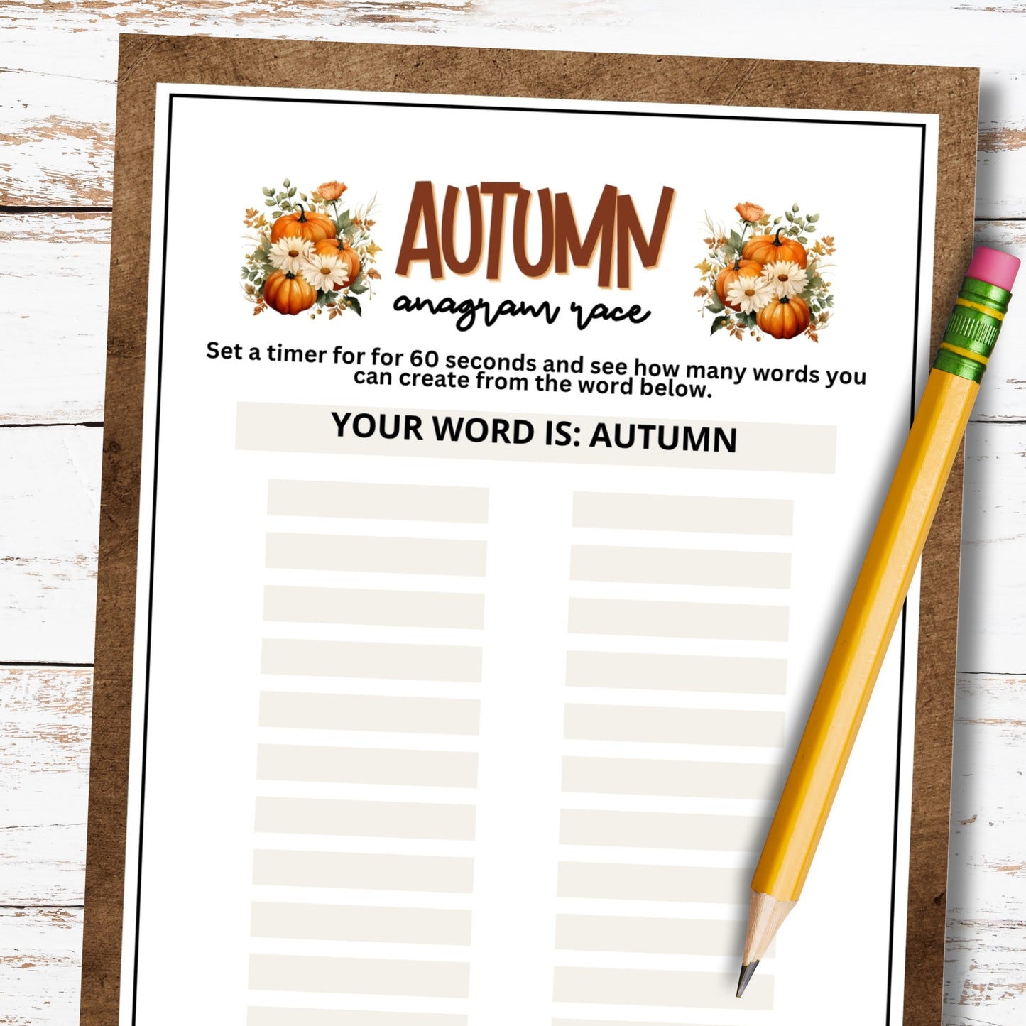 Fall Anagram Race