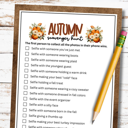 Fall Selfie Scavenger Hunt Party Game