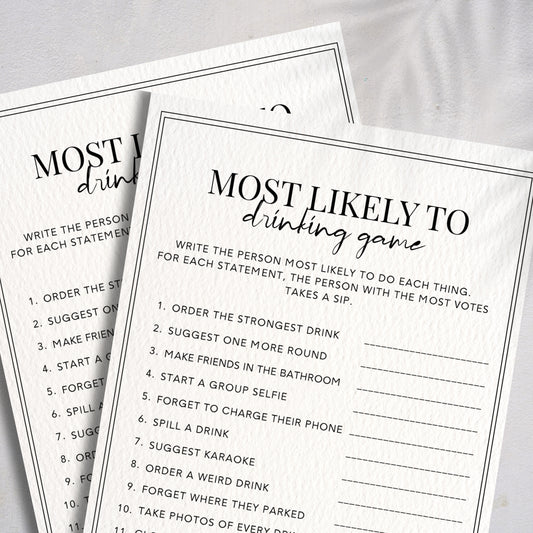 Drinking Game Printable - Most Likely To