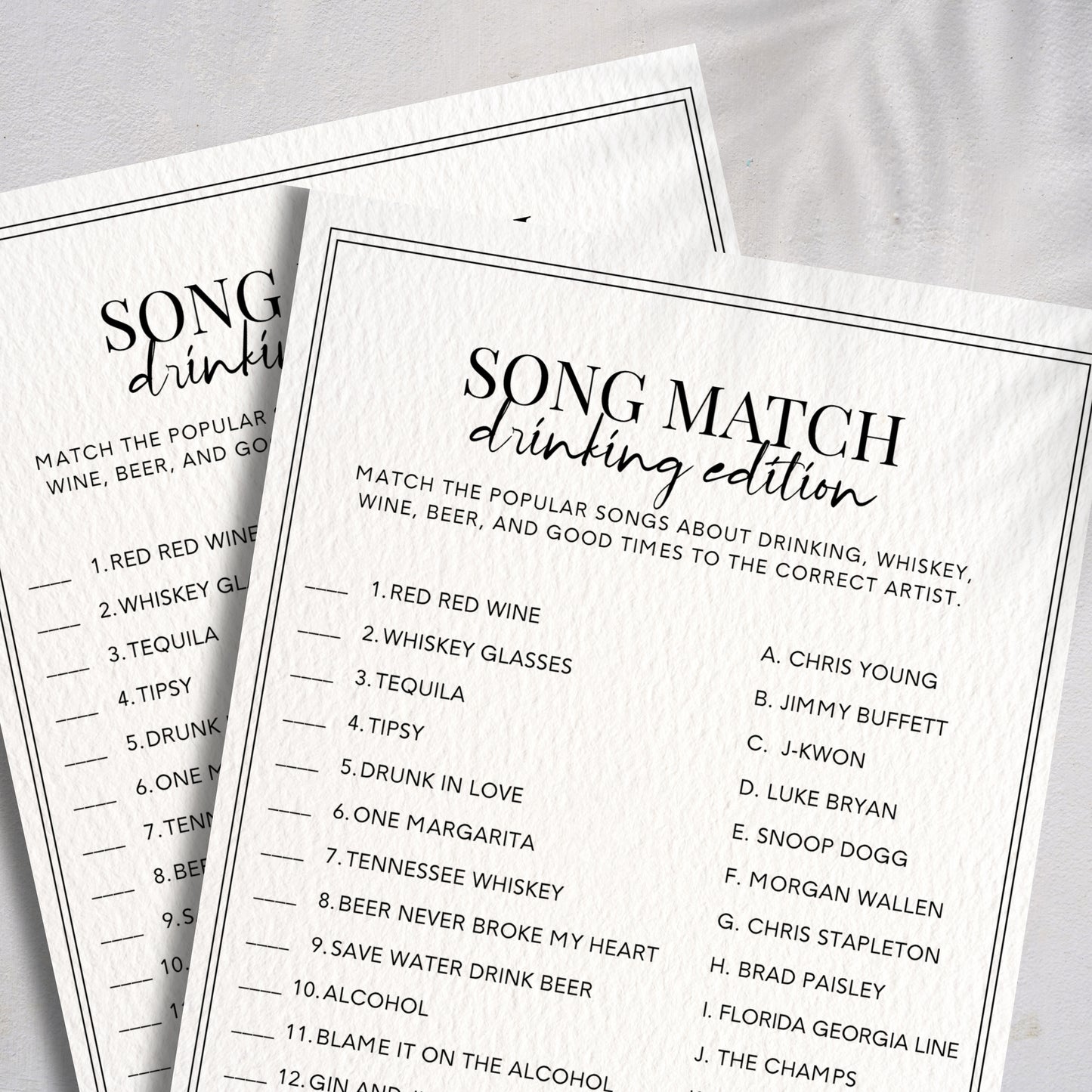 Drinking Game For Adults - Song Match