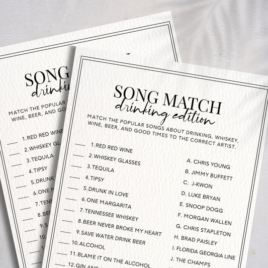 Drinking Game For Adults - Song Match