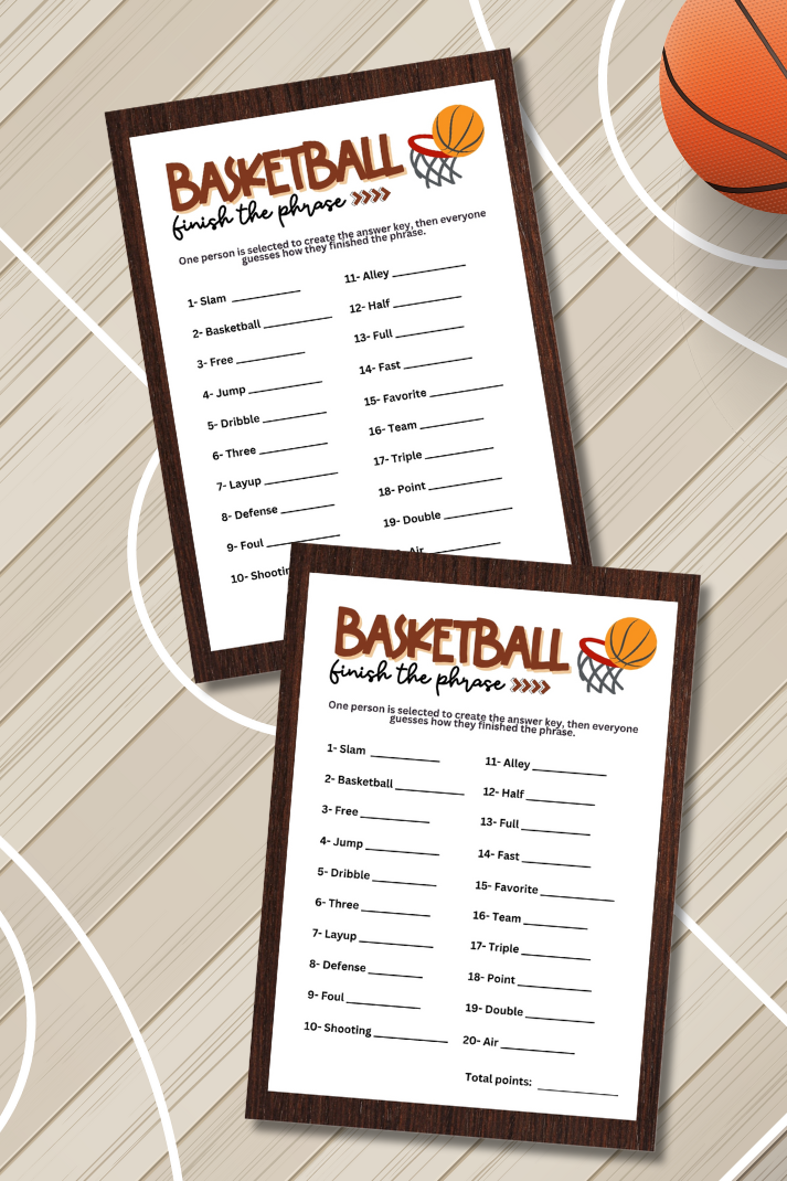 Looking for fun and engaging activities to add to your upcoming basketball-themed party, special occasion, or event?  If so, this fun "Finish the Phrase" game from Party Prints Press is just what you need!