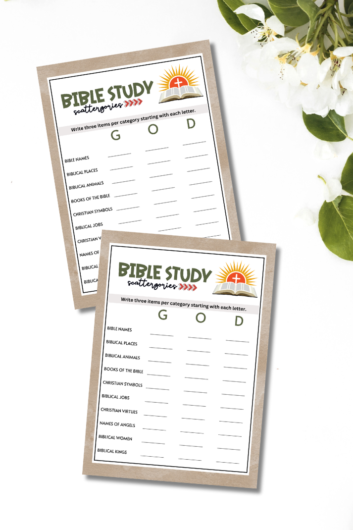 Test your knowledge with your church group, women's ministry, bible study, or tea luncheon with this fun and engaging scattered category game! Guests are given several sets of categories where they must list three items in each category, starting with each of three letters.