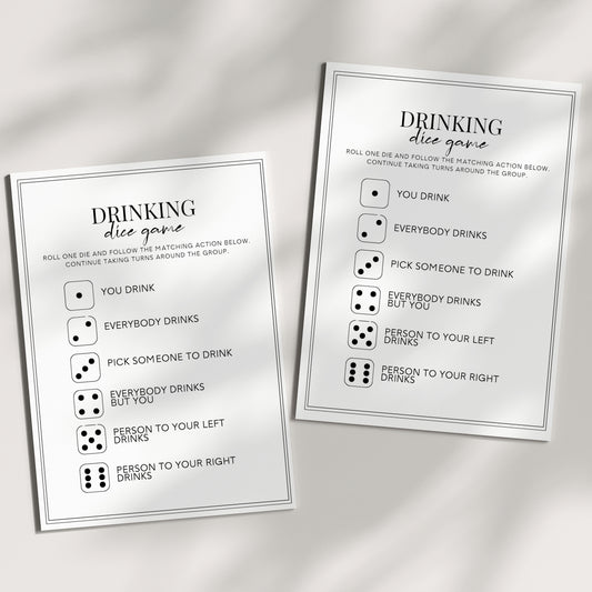 Drinking Dice Game For Adults Printable