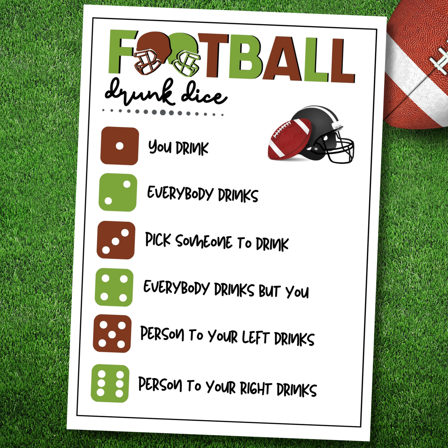 football party drunk dice printable
