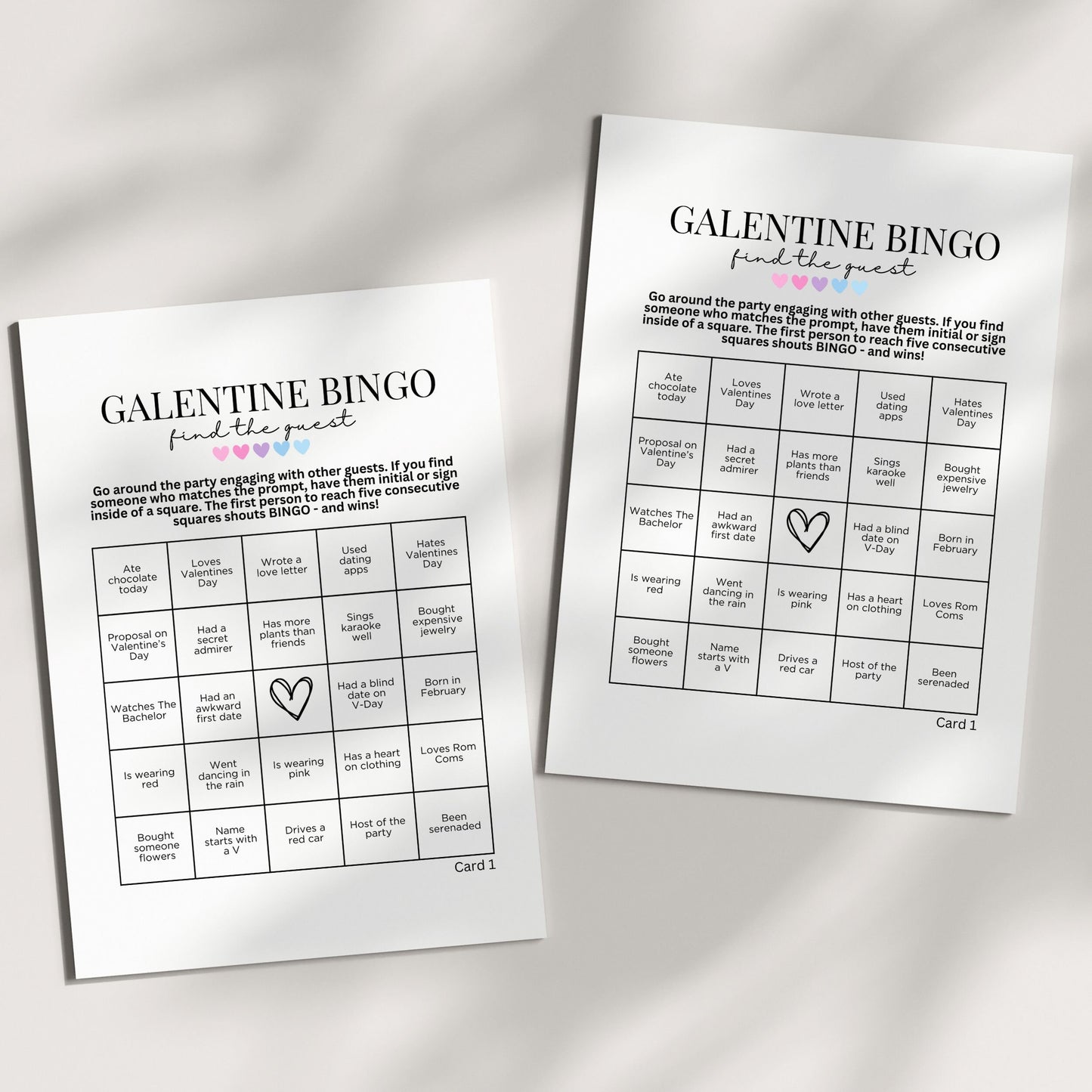 Galentine's Find The Guest BINGO
